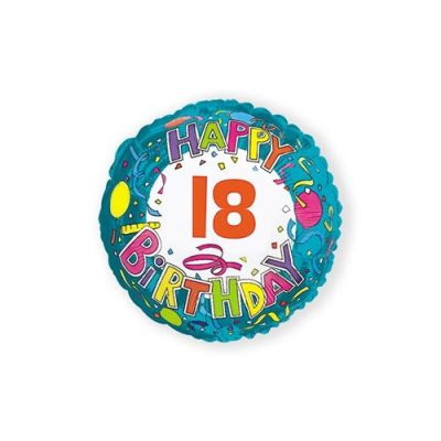 Ballon en aluminium ’Happy 18 birthday’ (Ø45cm)