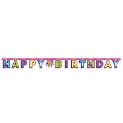 Guirlande lettres superhero girl ’Happy birthday’ (218cm)