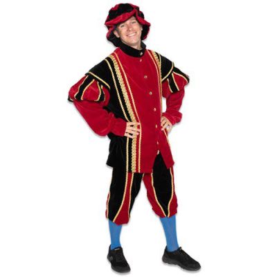Piet kat.fluweel luxe rood/zwart (mt 56)