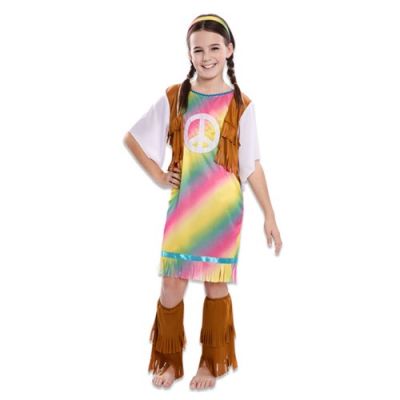 Rainbow hippie girls costume (105-121cm)