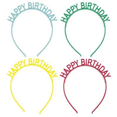 Serre-tête ’Happy birthday’ (4 pcs, assorties)