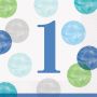 Servetten dots first birthday blauw (33cm, 16st)