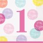 Servetten dots first birthday roze (33cm, 16st)