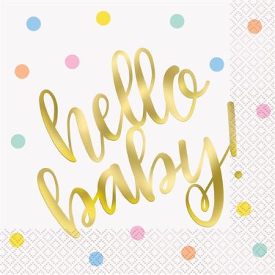 Servetten ’Hello baby’ (33cm, 16st)