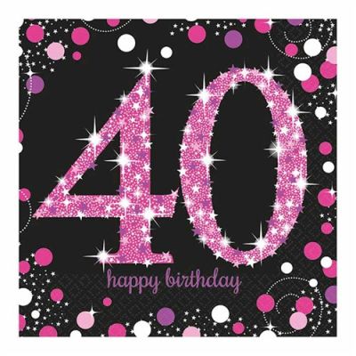 Servetten sparkling pink ’40’ (33cm, 16st)