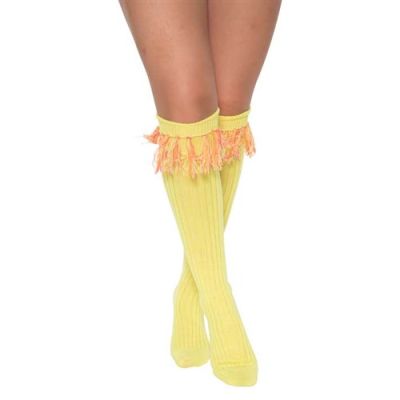Sokken over-knee fluor geel (mt 40/46)