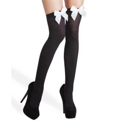 Stockings black with white bow