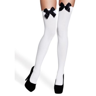 Stockings white with black bow