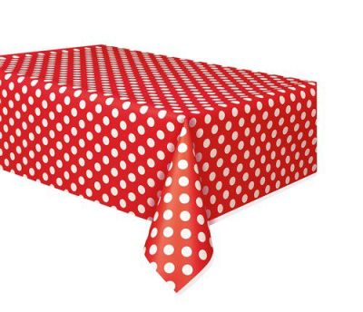 Tablecloth dots ruby red (137x274cm)
