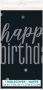 Tablecloth glitz ’Happy birthday’ black/silver (140x214cm)