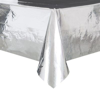 Tafelkleed zilver folie (137x274cm)