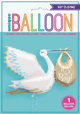 Ballon en aluminium cigogne ’It’s a boy’ (Ø157cm)