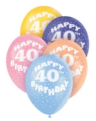 Ballons ’Happy 40th birthday’ (Ø30cm, 5pcs)