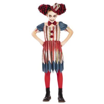 Vintage Clown Kostüm für Mädchen (105-121cm)
