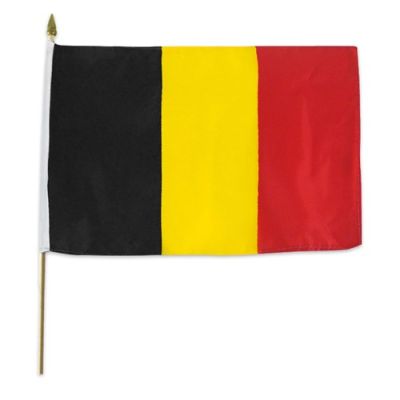 Vlag op stok stof België (30x45cm)