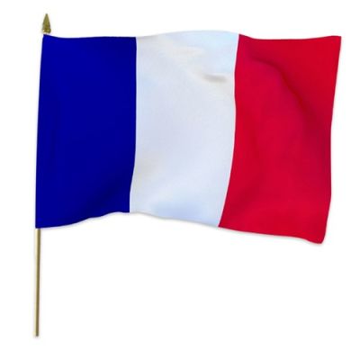 Vlag op stok stof Frankrijk (30x45cm)