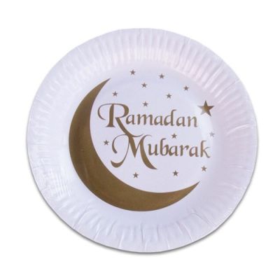 Assiettes ’Ramadan Mubarak’ or (18cm, 8st)